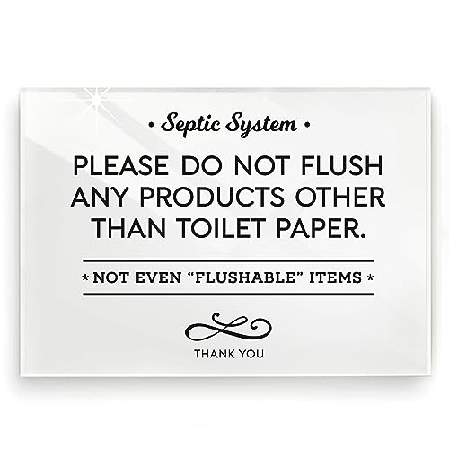 3.5x5 Inch Septic System Bathroom Sign, Do Not Flush Rules ~ Ready to Stick ~ Premium Finish, Durable