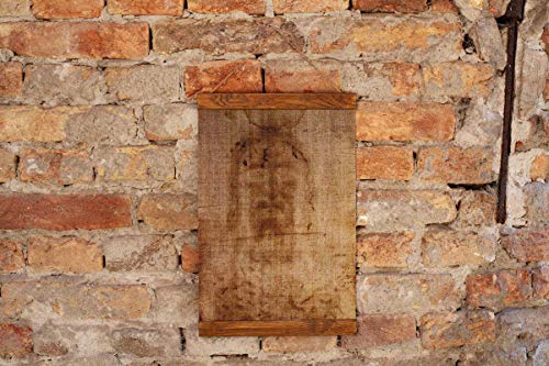 The Shroud of Turin, Jesus Christ, Antique Aged Jesus Face of The Old Linen Holy Bible, Perfect Gift, Wood Framed Canvas Print size: - 8.7" x 11.8" (22cm x 30cm)