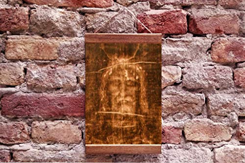 Jesus Christ Face The Shroud of Turin, Face of The Old Linen Wood Framed Canvas Print, Perfect Gift Vail of Turin Linen Face Size: 11.8" x 15.7" (30cm x 40cm)