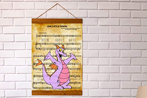 Walt Disney Figment One Little Spark Sheet Music Art Print, Wood Framed Canvas Print