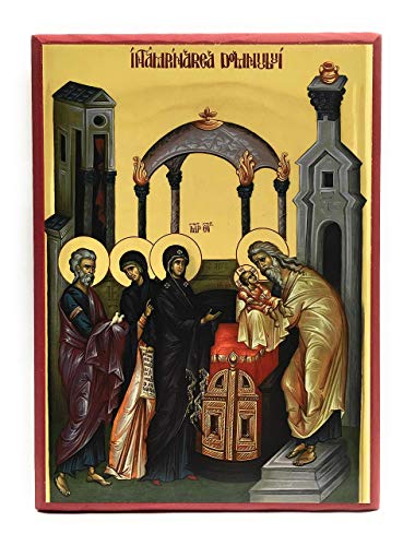 Wooden Byzantine Orthodox Christian Icon The Presentation of the Lord Jesus Christ in the Temple/The Meeting of the Lord in Jerusalem (5.5" x 7.5")