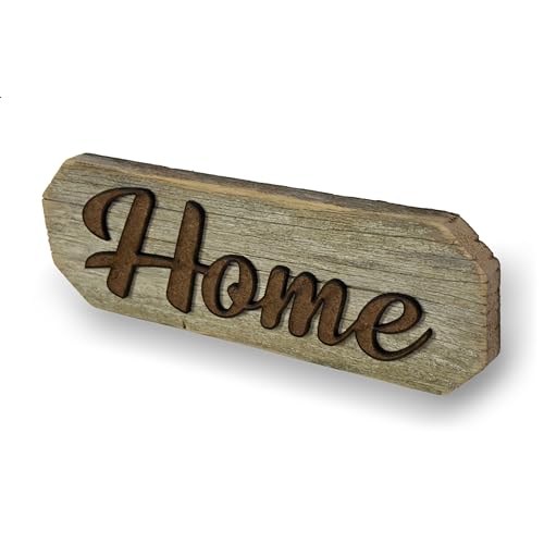 3D Sign, Made in USA, 100% Authentic Weathered Wood, Farmhouse Decor, Wall Art, Rustic Sign, Living Room Decor (Grey Back Brown Letters, Home)