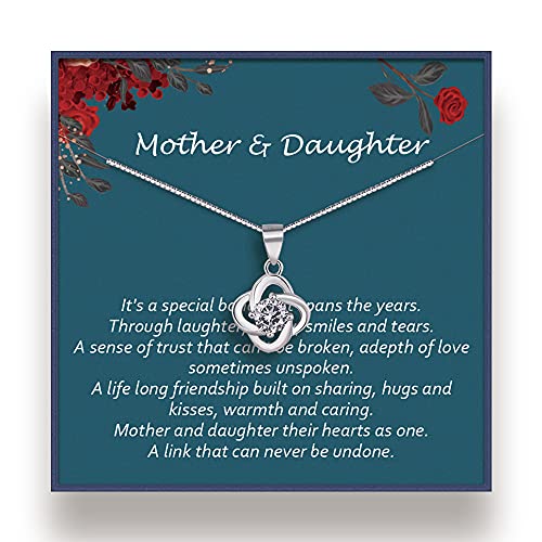 COSTWAY Mother Daughter Necklace Silver Mothers Day Jewelry Birthday Gift with Cards Box