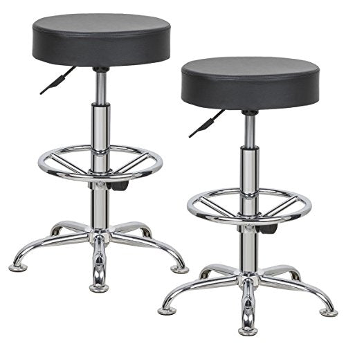 COSTWAY Round Height Adjustable Bar Stools Swivel Chairs Set of 2