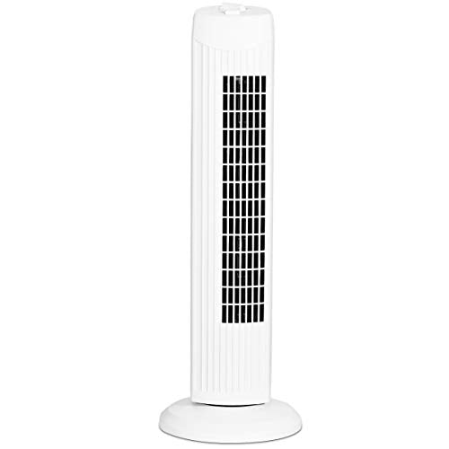 COSTWAY Tower Fan, 28-Inch Oscillating Tower Fan, Quiet Cooling Whole Room Bladeless, 3 Speed, 3 Wind Mode, Oscillating Tower Fan for Bedrooms, Living Rooms, Kitchen (White)