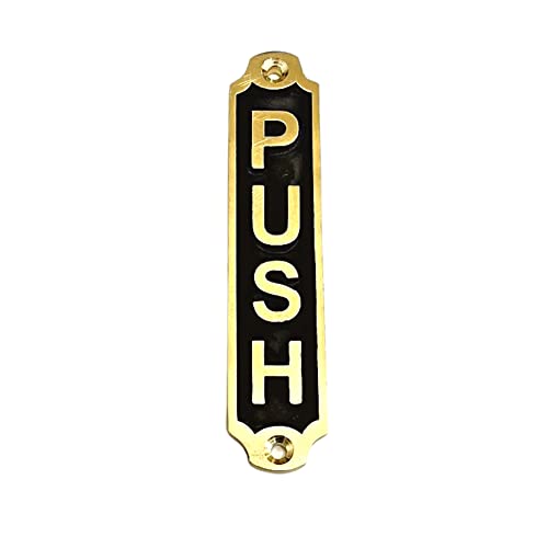 Push Door Sign Plaque Designer Sign Push Sign Metal Plaque for Push Business Public, Wall-Push Sign for Push Door – Push Signs for Home and Business-With Eye Catching Antique Brass Finish Push Plaque