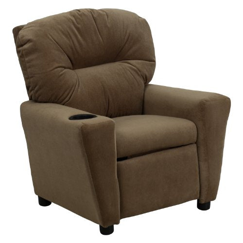 Flash Furniture Chandler Contemporary Brown Microfiber Kids Recliner with Cup Holder