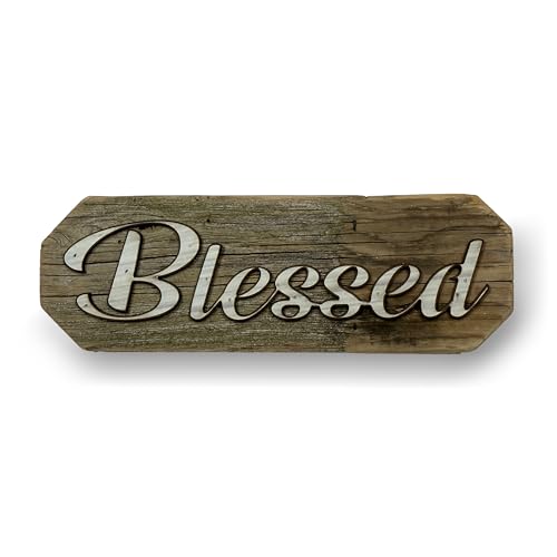 3D Sign, Made in USA, 100% Authentic Weathered Wood, Farmhouse Decor, Wall Art, Rustic Sign, Living Room Decor (Weathered Grey Back, Blessed)