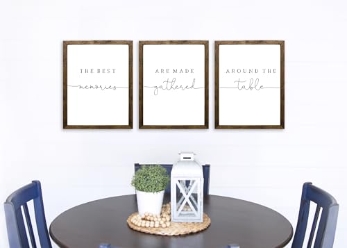 20x28 inches Set of 3, The Best Memories Are Made Gathered Around The Table | dining room wall decor | kitchen wall decor | kitchen wall art | dining room wall art | Wood Signs