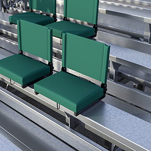 Flash Furniture Grandstand Comfort Seats by Flash - Hunter Green Stadium Chair - 2 Pack 500 lb. Rated Folding Chair - Carry Handle - Ultra-Padded Seat