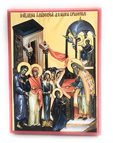 Wooden Byzantine Orthodox Christian Icon The Entry of the Most Holy Mother of God into the Temple/The Presentation of the Theotokos (5.5" x 7.5")