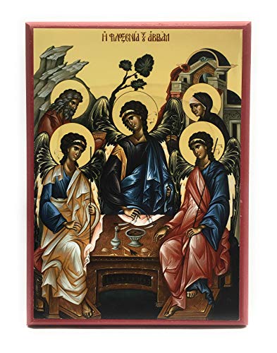 Wooden Byzantine Orthodox Christian Icon The Holy Trinity/The Icon of The Hospitality of Abraham (5.5" x 7.5")