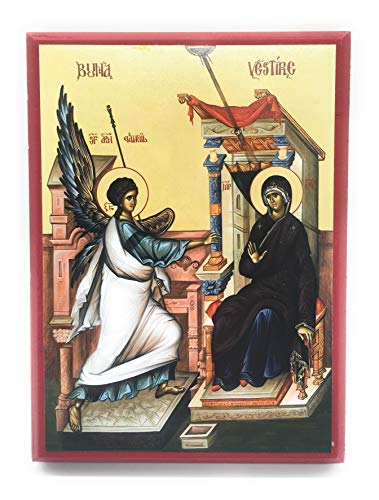 Wooden Byzantine Orthodox Christian Icon The Annunciation of our Most Holy Lady, the Theotokos and Ever-Virgin Mary/The Annunciation (5.5" x 7.5")