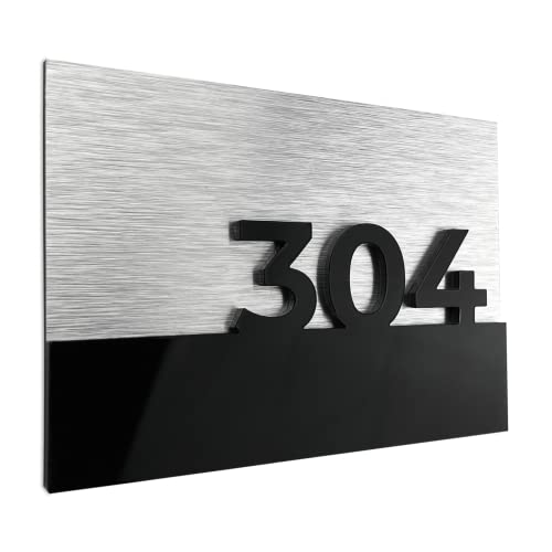 ALÚMADESIGNCO Sign Numbers - Custom Apartment Number Signs - Apt Room Signage - Personalized Hotel Door Plate - Office Doors Plaque - Aluminium/Acrylic Placards, Suite Plaques - 5 x 3.5 Inches