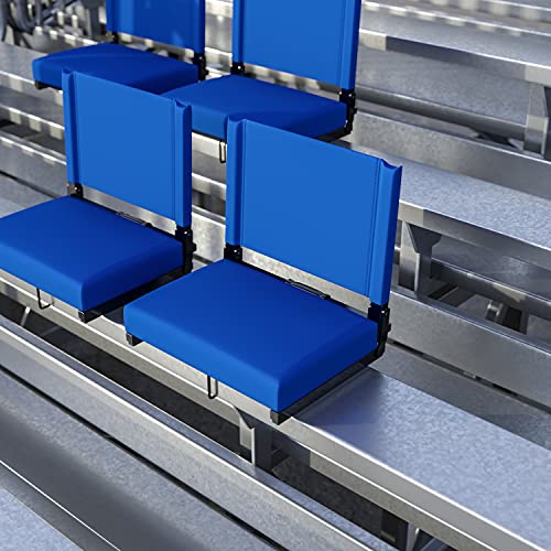 Flash Furniture Grandstand Comfort Seats by Flash - Blue Stadium Chair - 2 Pack 500 lb. Rated Folding Chair - Carry Handle - Ultra-Padded Seat