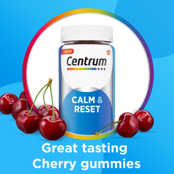 Centrum Calm & Reset, Calm Gummies with KSM-66 Ashwagandha, Vitamin B12 and Vitamin B6 Adult Gummies 50 ct