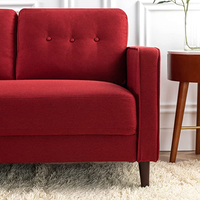 ZINUS Mikhail Sofa Couch / Ruby Red Sofa / Button Tufted Cushions / Easy, Tool-Free Assembly