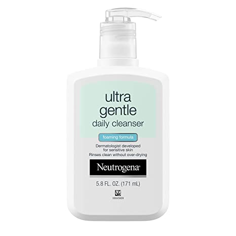 Neutrogena Ultra Gentle Daily Facial Cleanser for Sensitive Skin, Oil-Free, Soap-Free, Hypoallergenic & Non-Comedogenic Foaming Face Wash to Remove Dirt, Makeup & Impurities