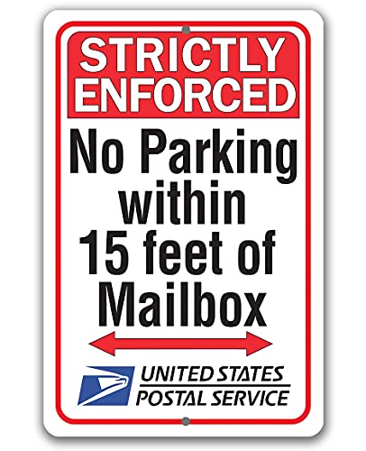 Delivery Sign for Package and Box Deliveries - No Parking 15 Feet of Mailbox - Great Safe Box Sign, Outdoor Parking and Delivery Instruction Sign, Large 12x18 Aluminum Safe for Use Indoors or Outdoors