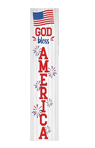 Twisted R Design God Bless America Sign - Unique Vertical Independence Day Decor Wooden Sign, 24" Hanging/Standing Farmhouse 4th of July Decor, Directly Printed Home Decorations, Cozy Wall Decor, 2ft