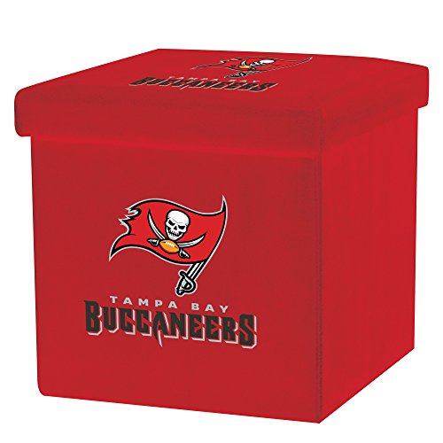 Franklin Sports NFL Tampa Bay Buccaneers Storage Ottoman with Detachable Lid 14 x 14 x 14 - Inch