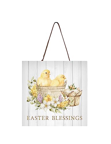 Wood Mini Sign (5x5 inches, Easter Blessings Chicks)