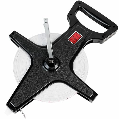 Champion Sports Open Reel Measure Tape, 250 ft, 75 Meters, with Metal Spike, Hand Crank - Open Tape Measure for Track and Field, Long Jump - Durable, Dual-Sided Measuring Reel with Feet and Meters