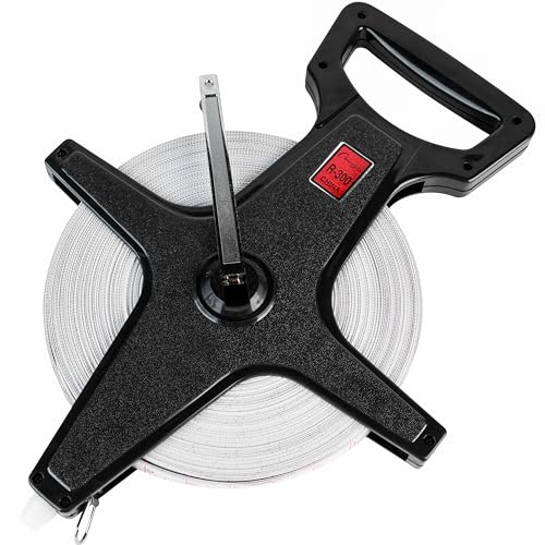 Champion Sports Open Reel Measure Tape, 330 ft, 100 Meters, with Metal Spike, Hand Crank - Open Tape Measure for Track and Field, Long Jump - Durable, Dual-Sided Measuring Reel with Feet and Meters