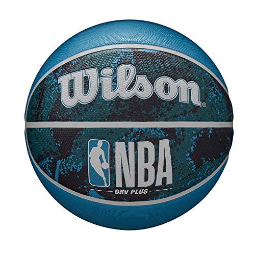 WILSON NBA DRV Plus Vibe Outdoor Basketball - Size 7-29.5", Black/Blue