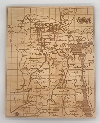 Engraved Wood Map of Fallout New Vegas