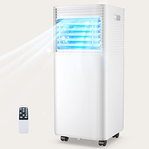 COSTWAY 10000 BTU Portable Air Conditioner with Remote Control, Energy Efficient for Rooms Up to 400 Sq. Ft, Cooling, Dehumidifying, 3 Fan Speed Settings, Clear LED Display, White-Update