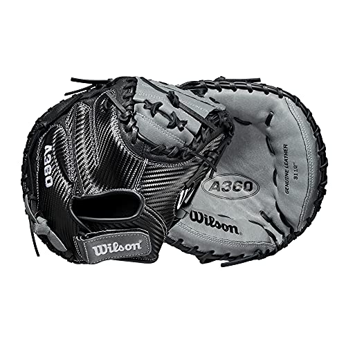 Wilson 2021 A360 CM315 31.5" Baseball Catcher's Mitt - Black/Grey, Right Hand Throw