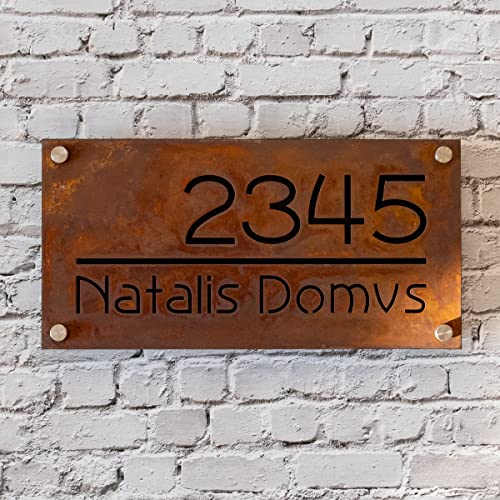 Rusted Steel Modern House Number for Outside, Address Number Plate, House Numbers Modern (40X20CM)