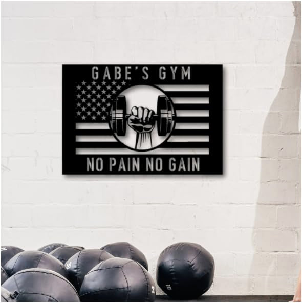 Metal American Flag Gym Sign (30, Silver)