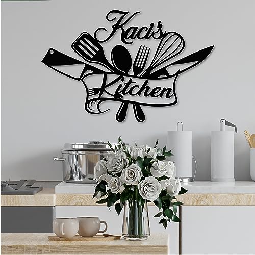 Custom Kitchen Name Sign, Kitchen Signs Wall Decor, Personalized Kitchen Words Decorations Wall Art, Metal Kitchen Signs Wall Decor for Farmhouse, Home, Kitchen (Kitchen-9)