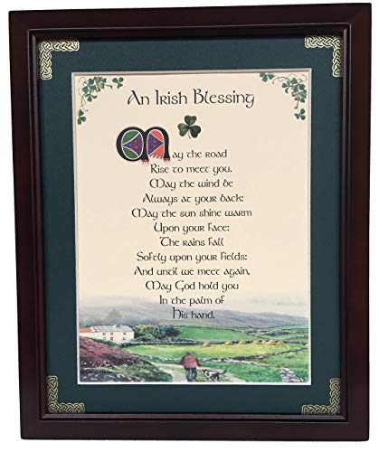 Irish Blessing - May the Road Rise to Meet You - Personalizable Framed Green Matted Blessing