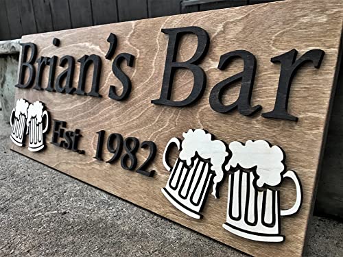 Personalized Bar Sign | Wooden Sign Gift | Custom Wood Sign | Personalized Wood Sign | Cabin Sign | Man Cave Sign | Pub Bar Decor | Rustic Home Decor | Basement Bar Sign