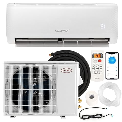 COSTWAY 22,000 BTU Mini Split Air Conditioner, with Remote/APP Control, Heat Pump, 21 SEER2 Inverter, 24H Timer, Auto Clean for Rooms up to 1500 Sq.Ft, 208-230V (22000BTU, 208-230V, 21 SEER2)