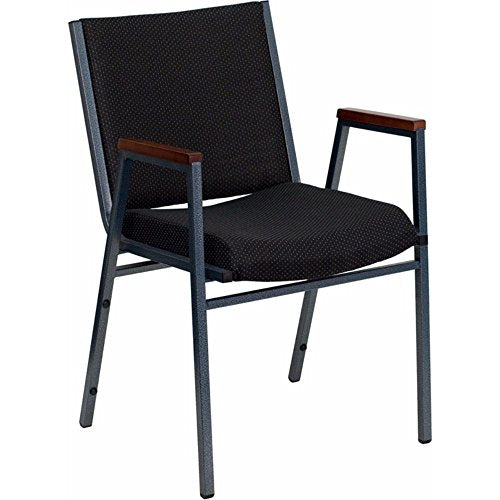 Flash Furniture 4 Pack HERCULES Series Heavy Duty Black Dot Fabric Stack Chair with Arms