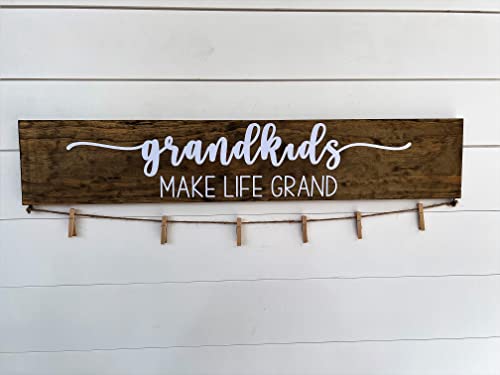 Custom Grandkids Make LIfe Grand Photo Holder Wood Sign Handmade, Grandparent or Great Grandparent Gift, Mother’s Day Gift, Photo Holder, Pictures, Artwork 12 colors 30" Long