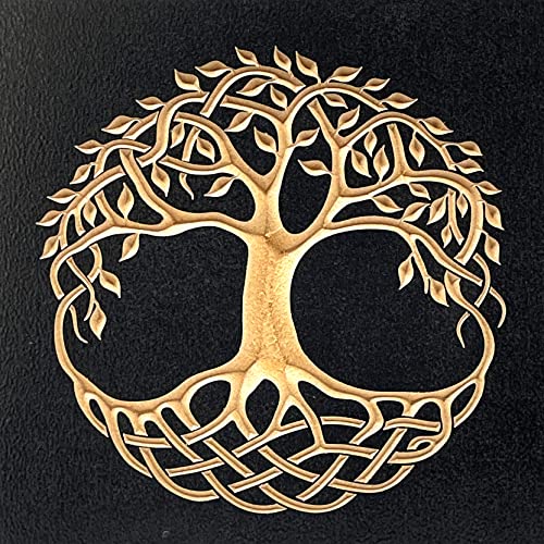 Celtic Tree of Life Wooden Home Decor - 8 x 8 inches - Carved Shamrock Decor, Rustic Wall Art and Desk Decorations for Office and Home, Pure Black - True Stock Studios