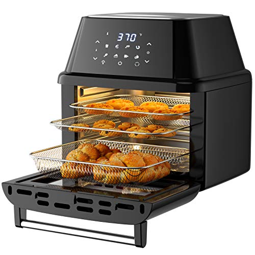 COSTWAY 8-in-1 Air Fryer Toaster Oven, Multifunctional Programmable 19QT Cooking Oven with 10 Accessories, Rotisserie, 8 Pre-set Recipe, LED Digital Touchscreen, Viewing Window, 1800W