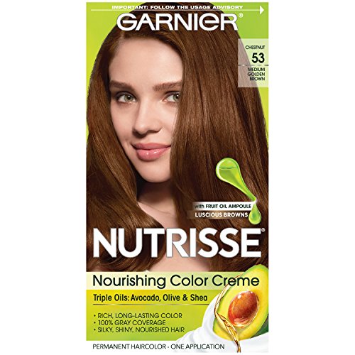 Garnier Nutrisse Nourishing Hair Color Creme, 53 Medium Golden Brown, Chestnut, Packaging May Vary