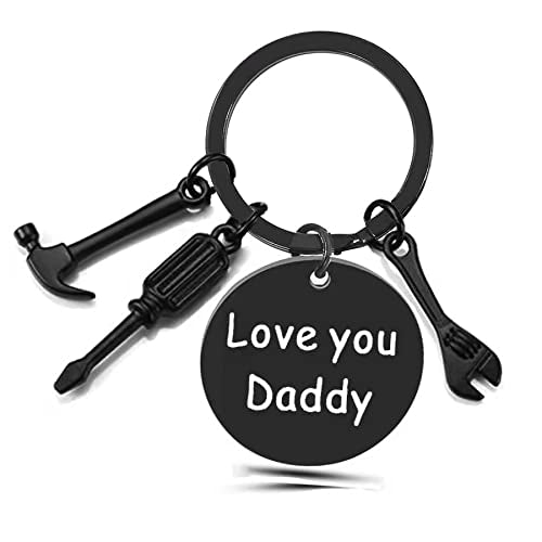 Dad Christmas Gifts from Daughter Son,Personalized White Elephant Gifts for Dad,Cool Dad Birthday Gifts,One Piece Keychain with Hammer,Screwdriver,Wrench