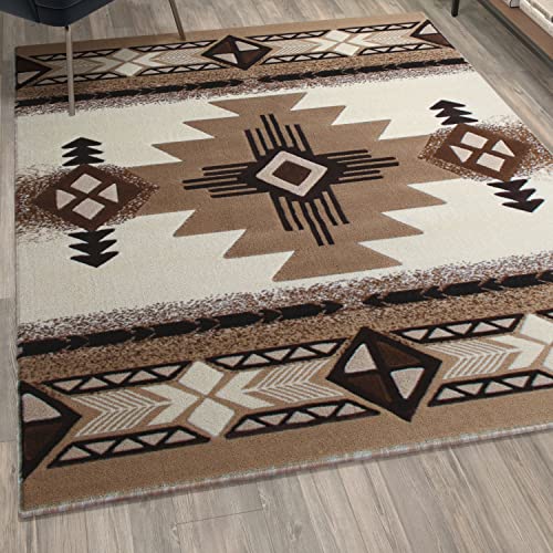 Flash Furniture Mohave Traditional Southwestern Style Area Rug - Rustic Ivory Accent Rug - 5' x 7' - Olefin Fibers with Jute Backing