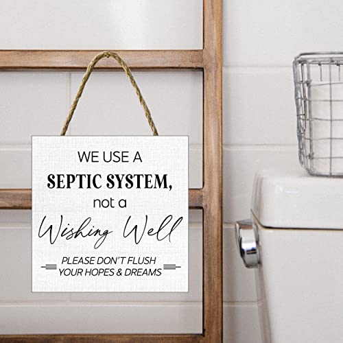 Sensitive Septic System Sign Great for Kitchen Sink Rental House Garage Cafe Bar Decor Sign Modern Farmhouse Decor Cute Wall Art Gift for Men and Women (Wishing Well)