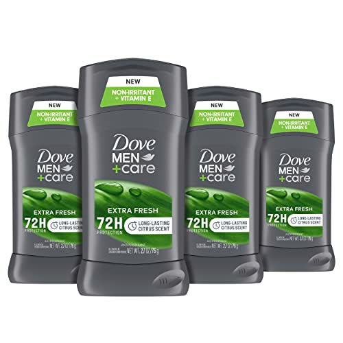 DOVE MEN + CARE Antiperspirant Deodorant With 72-hour sweat and odor protection Extra Fresh Antiperspirant for men formulated with vitamin E and Triple Action Moisturizer | 2.7 Ounce (Pack of 4)