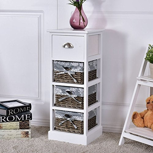 Costway Wooden Bedside Table Nightstand Storage Drawers