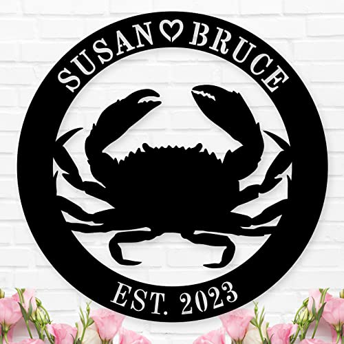 Personalized Metal Beach Crab Sign Custom Metal Crab Sign