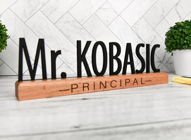 Desk Name Plate Plaque Sign, Personlized Title or Position, Teacher, Principal, Manager, etc Name Tag